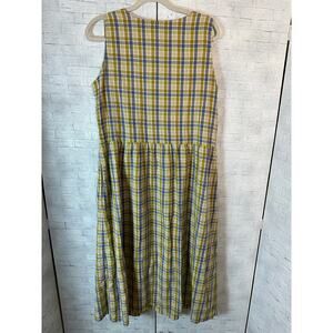 SEASALT CORNWALL organic cotton sleeveless dress plaid V-neck packets fall